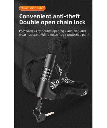 Rockbros 3230002001 bicycle lock with combination and key - black