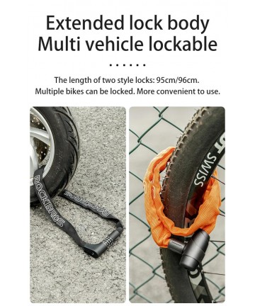 Rockbros 3230002001 bicycle lock with combination and key - black
