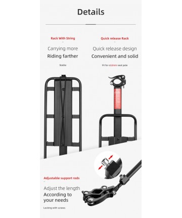 Rockbros 33210004001 bicycle rack with shelf - black