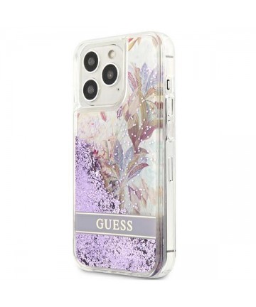 Guess GUHCP13LLFLSU iPhone 13 Pro / 13 6.1" purple/purple hardcase Flower Liquid Glitter