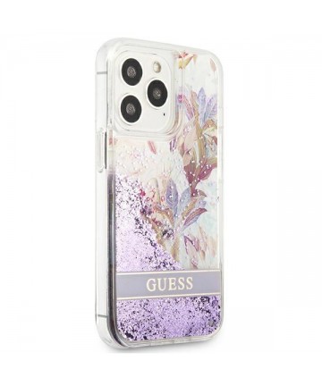 Guess GUHCP13LLFLSU iPhone 13 Pro / 13 6.1" purple/purple hardcase Flower Liquid Glitter