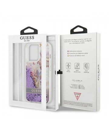 Guess GUHCP13LLFLSU iPhone 13 Pro / 13 6.1" purple/purple hardcase Flower Liquid Glitter