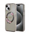 Guess IML Flowers Wreath MagSafe case for iPhone 15 / 14 / 13 - black