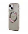 Guess IML Flowers Wreath MagSafe case for iPhone 15 / 14 / 13 - black