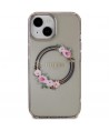 Guess IML Flowers Wreath MagSafe case for iPhone 15 / 14 / 13 - black