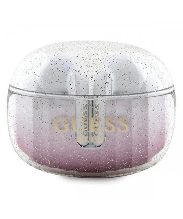 Guess Glitter Gradient TWS Bluetooth headphones + docking station - pink