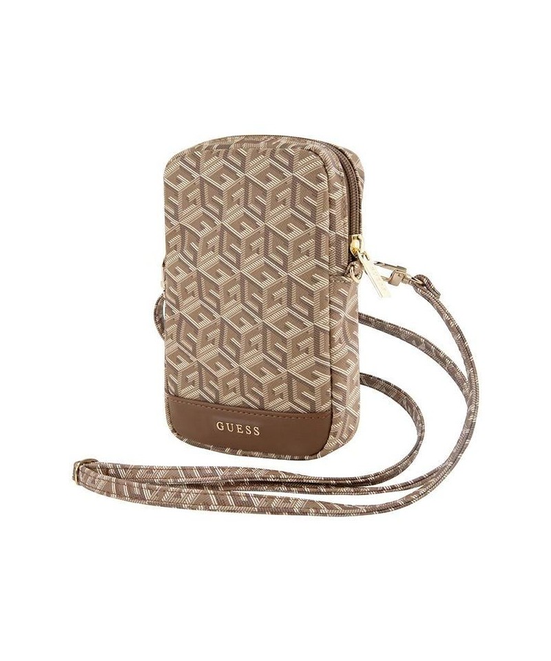 Guess Zip GCube Bottom Stripe phone bag - brown