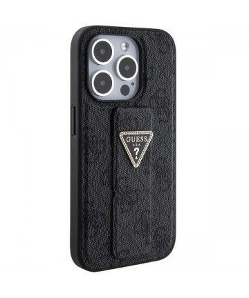 Guess Grip Stand 4G Triangle Strass case for iPhone 15 Pro - black