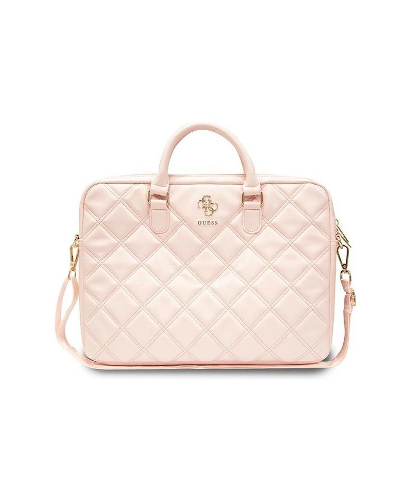 Guess Quilted 4G bag for a 16" laptop - pink