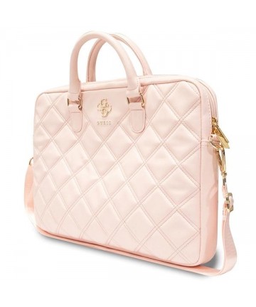 Guess Quilted 4G bag for a 16" laptop - pink