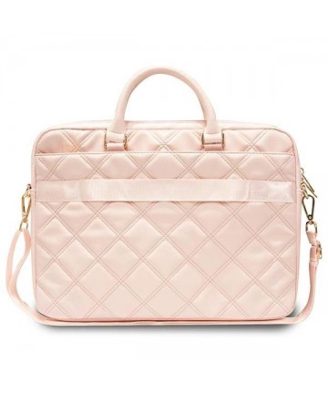 Guess Quilted 4G bag for a 16" laptop - pink