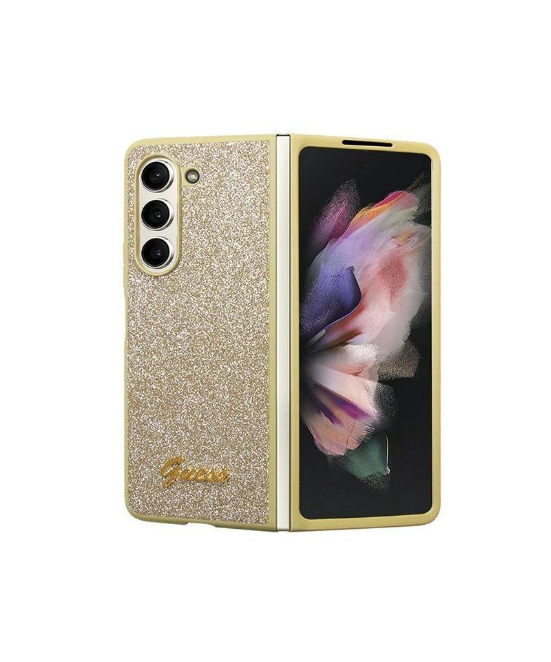 Guess Glitter Script case for Samsung Galaxy Z Fold 5 - gold