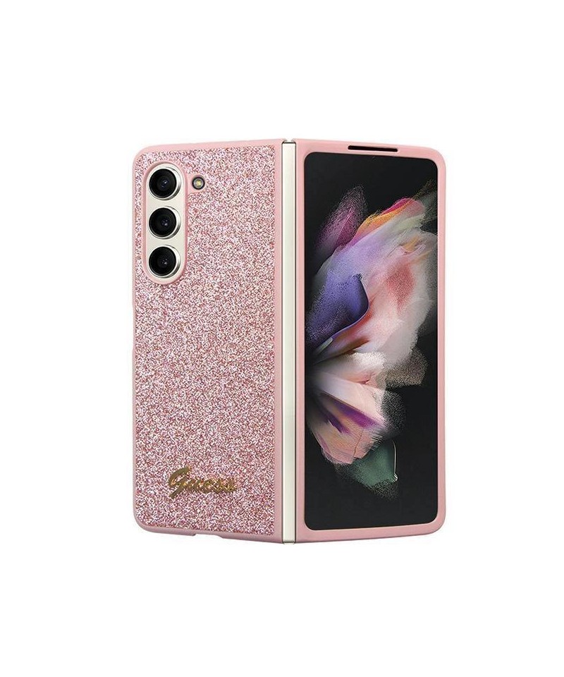 Guess Glitter Script case for Samsung Galaxy Z Fold 5 - pink