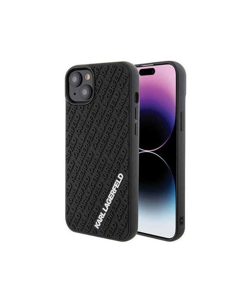 Karl Lagerfeld 3D Rubber Multi Logo case for iPhone 15 Plus - black