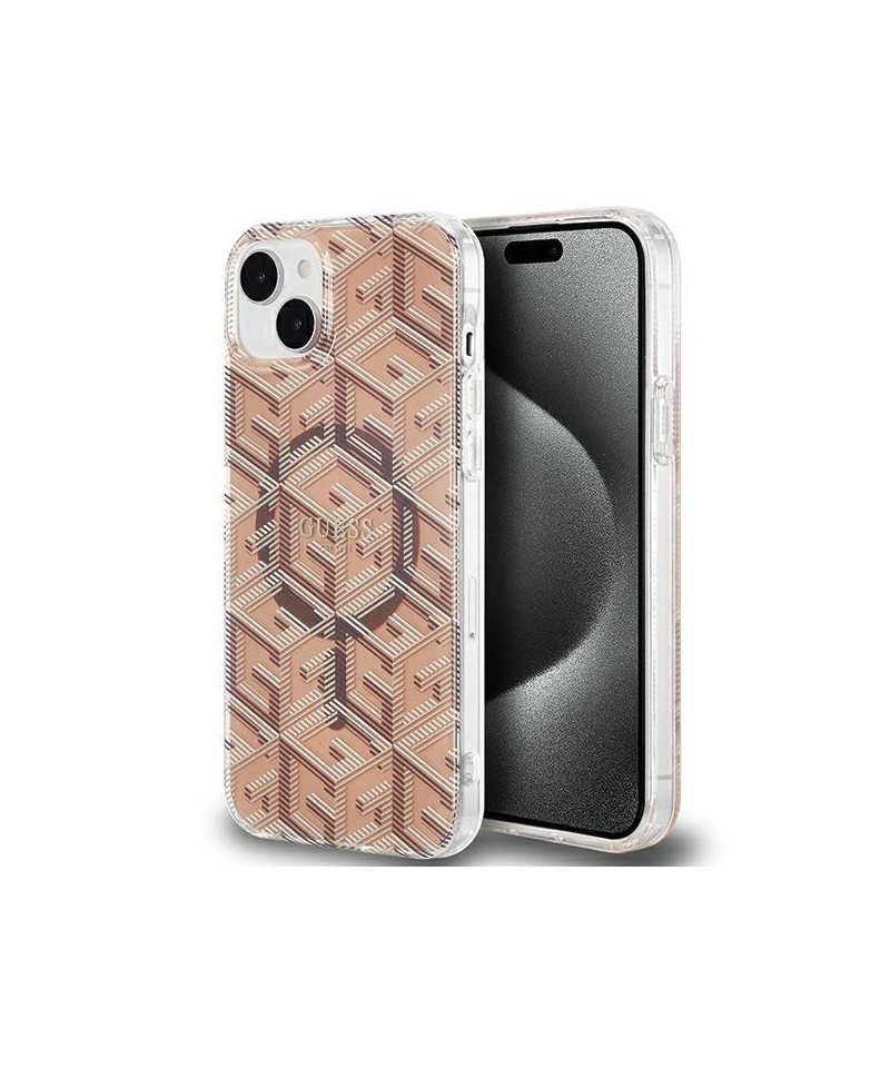 Guess IML GCube MagSafe case for iPhone 15 / 14 / 13 - brown
