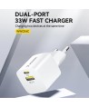 Wozinsky WWCEAC GaN USB-A USB-C 33W Wall Charger - White