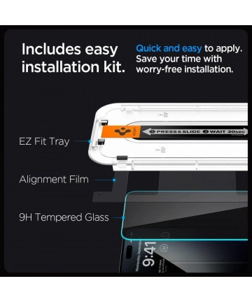 Spigen Glas.tR EZ Fit Privacy Tempered Glass for iPhone 15 Plus