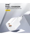 Wozinsky CMWCW 20W USB-C / USB-A Wall Charger - White