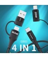 Wozinsky WNBAA 4in1 cable 2x USB-C 1x USB-A 1x Lightning 60W 1 m - black