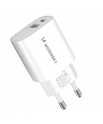 Wozinsky WGWCW USB-A USB-C 20W Wall Charger - White
