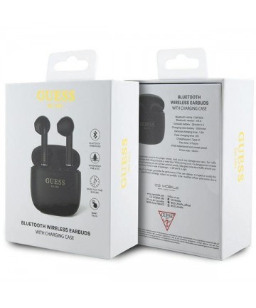 Guess GUTWST26PSK TWS Bluetooth headphones + docking station - black Classic EST Logo