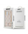 DKNY Leather Checkered Mono Pattern & Printed Stripes case for iPhone 14 Pro - pink