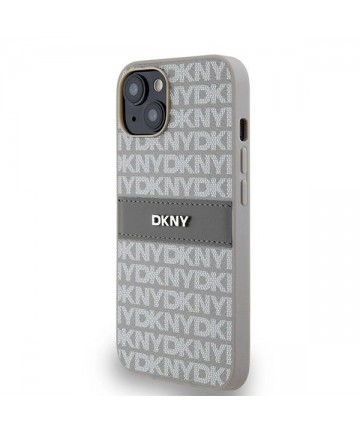 DKNY Leather Mono Stripe & Metal Logo case for iPhone 15 / 14 / 13 - beige