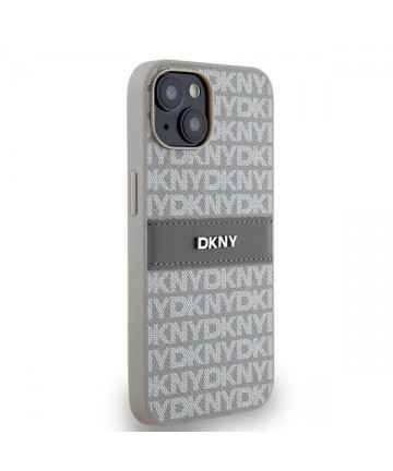 DKNY Leather Mono Stripe & Metal Logo case for iPhone 15 / 14 / 13 - beige