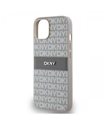 DKNY Leather Mono Stripe & Metal Logo case for iPhone 15 / 14 / 13 - beige