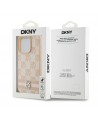 DKNY Leather Checkered Mono Pattern & Printed Stripes case for iPhone 15 Pro - pink
