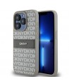 DKNY Leather Mono Stripe & Metal Logo case for iPhone 15 Pro - beige