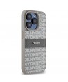 DKNY Leather Mono Stripe & Metal Logo case for iPhone 15 Pro - beige