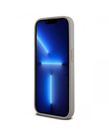DKNY Leather Mono Stripe & Metal Logo case for iPhone 15 Pro - beige