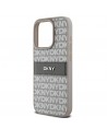 DKNY Leather Mono Stripe & Metal Logo case for iPhone 15 Pro - beige