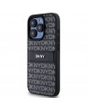 DKNY Leather Mono Stripe & Metal Logo case for iPhone 15 Pro - black