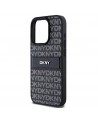 DKNY Leather Mono Stripe & Metal Logo case for iPhone 15 Pro - black