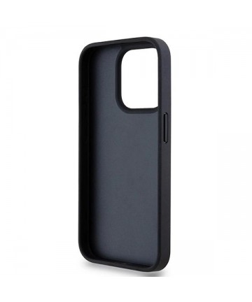 DKNY Leather Mono Stripe & Metal Logo case for iPhone 15 Pro - black