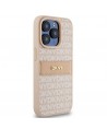 DKNY Leather Mono Stripe & Metal Logo case for iPhone 15 Pro - pink