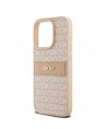 DKNY Leather Mono Stripe & Metal Logo case for iPhone 15 Pro - pink