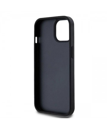 DKNY Leather Checkered Mono Pattern & Printed Stripes Case for iPhone 15/14/13 - Black
