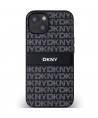 DKNY Leather Mono Stripe & Metal Logo Case for iPhone 15/14/13 - Black