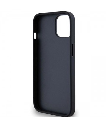 DKNY Leather Mono Stripe & Metal Logo Case for iPhone 15/14/13 - Black