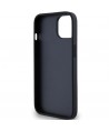 DKNY Leather Mono Stripe & Metal Logo Case for iPhone 15/14/13 - Black