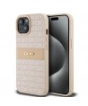 DKNY Leather Mono Stripe & Metal Logo case for iPhone 15 / 14 / 13 - pink