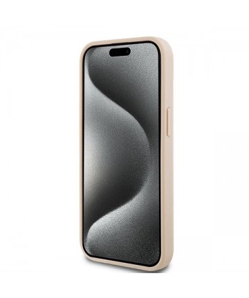DKNY Leather Mono Stripe & Metal Logo case for iPhone 15 / 14 / 13 - pink