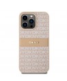 DKNY Leather Mono Stripe & Metal Logo case for iPhone 15 Pro Max - pink