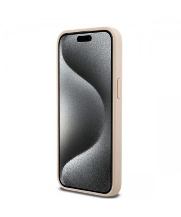 DKNY Leather Mono Stripe & Metal Logo case for iPhone 15 Pro Max - pink
