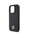 DKNY Leather Monogram Pattern Metal Logo MagSafe Case for iPhone 15 Pro - Black
