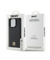 DKNY Leather Monogram Pattern Metal Logo MagSafe Case for iPhone 15 Pro - Black