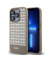 DKNY Leather Printed Pattern Metal Logo MagSafe Case for iPhone 15 Pro - Brown